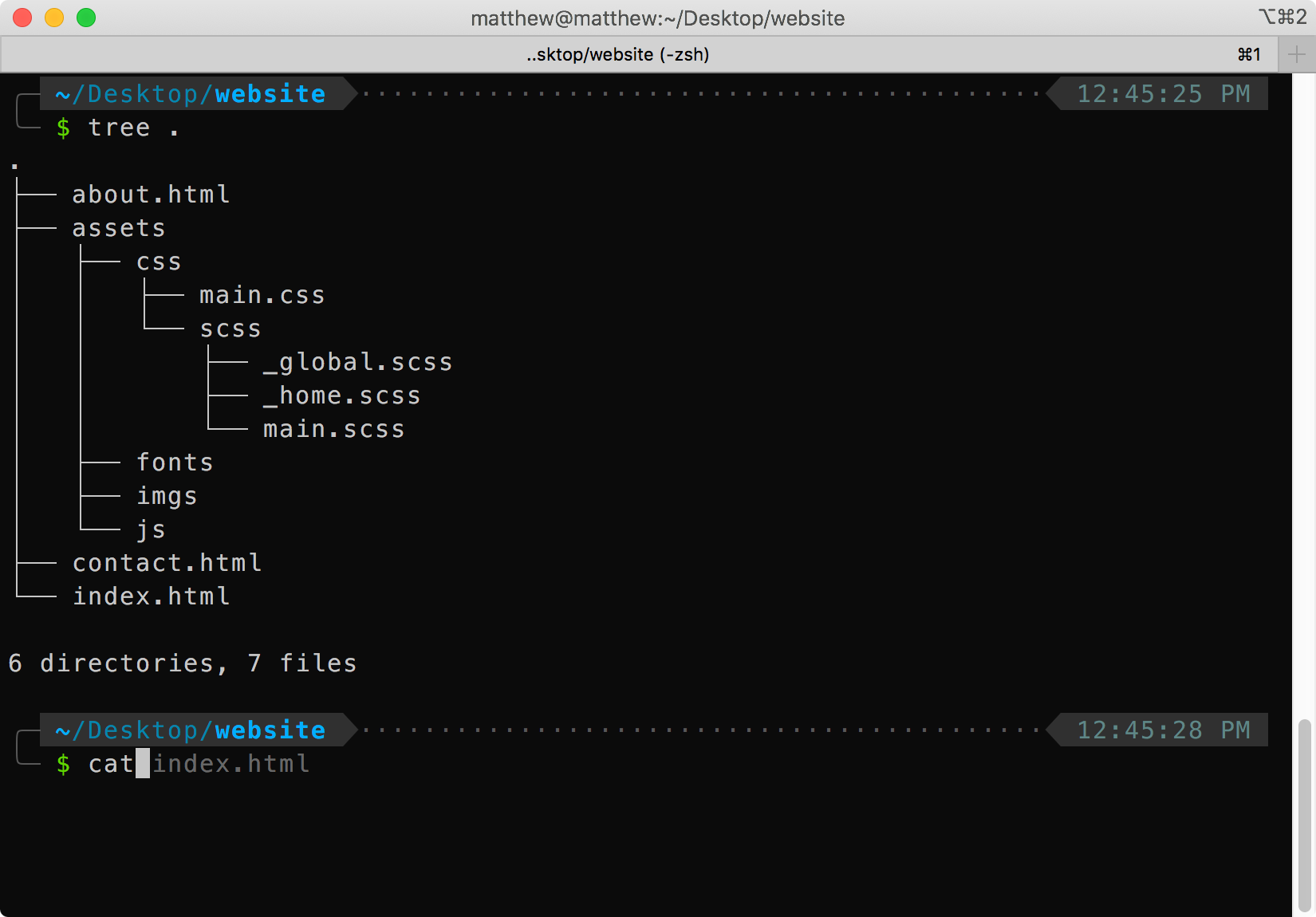 Screenshot of Oh My Zsh in iTerm2